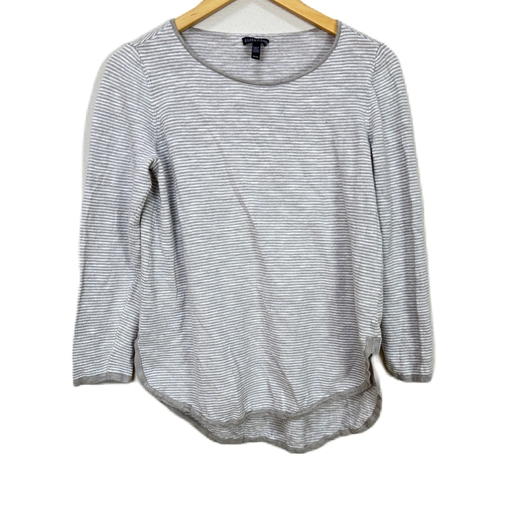 Eileen Fisher Striped Linen Blend‎ Sweater Lightweight Knit Women’s Medium